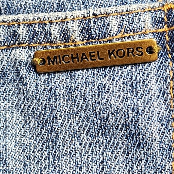 Michael Kors Womens Dillon Relaxed Fit Patchwork Distressed Blue Denim Jeans Siz - Picture 8 of 15